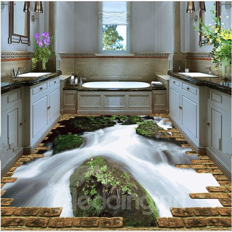 Natural Stream Pattern Nonslip and Waterproof Home Decorative 3D Floor Murals
