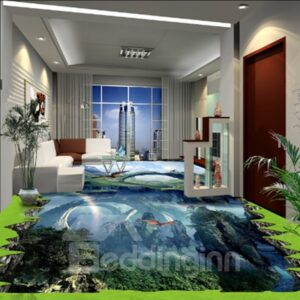 Modern Fashion Design Natural Scenery Print Waterproof Splicing 3D Floor Murals