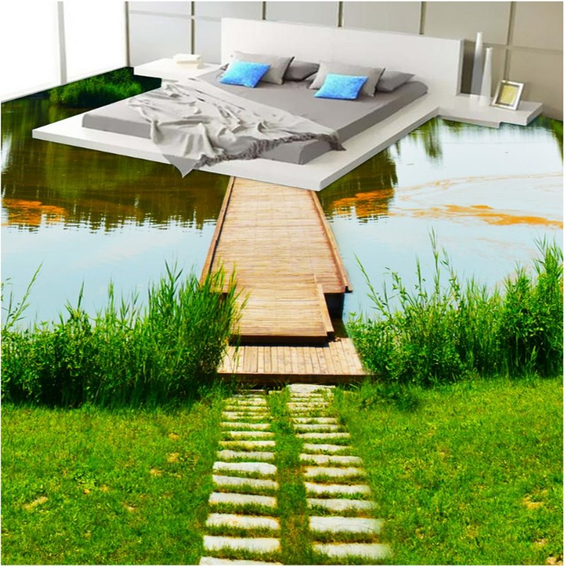 Vivid River Scenery Pattern Home Decorative Waterproof Splicing 3D Floor Murals - Image 3