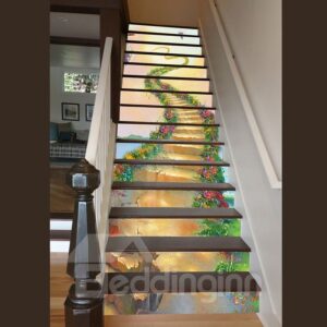 Vivid Unique Design Ladder to Heaven Pattern Waterproof Splicing 3D Stair Step Stickers