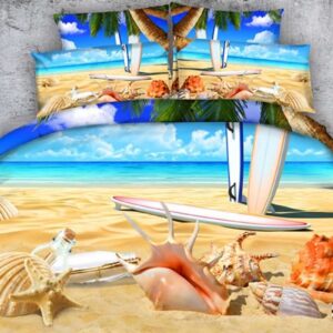 Beautiful Shell and Starfish on Tropical Beach 3D Print 5-Piece Comforter Set / Bedding Set Polyester