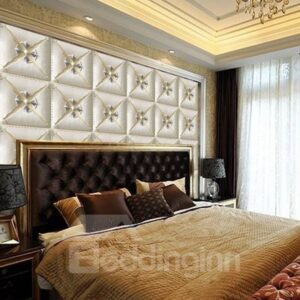 White Elegant Three-dimensional Square Plaid Design Decorative Wall Murals