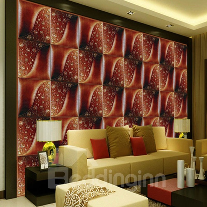 Warm Design Red Plaid Pattern Living Room Decoration Wall Murals - Image 2