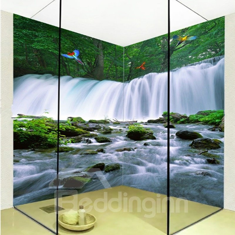 American Style Beautiful Waterfalls Scenery Waterproof 3D Bathroom Wall Murals - Image 4