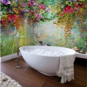 Gorgeous Flowers and Trees Pattern Waterproof 3D Bathroom Wall Murals