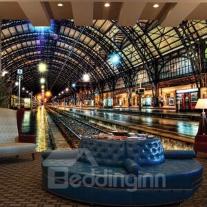 Magnificent Train Station Scenery Pattern Decorative Waterproof 3D Wall Murals