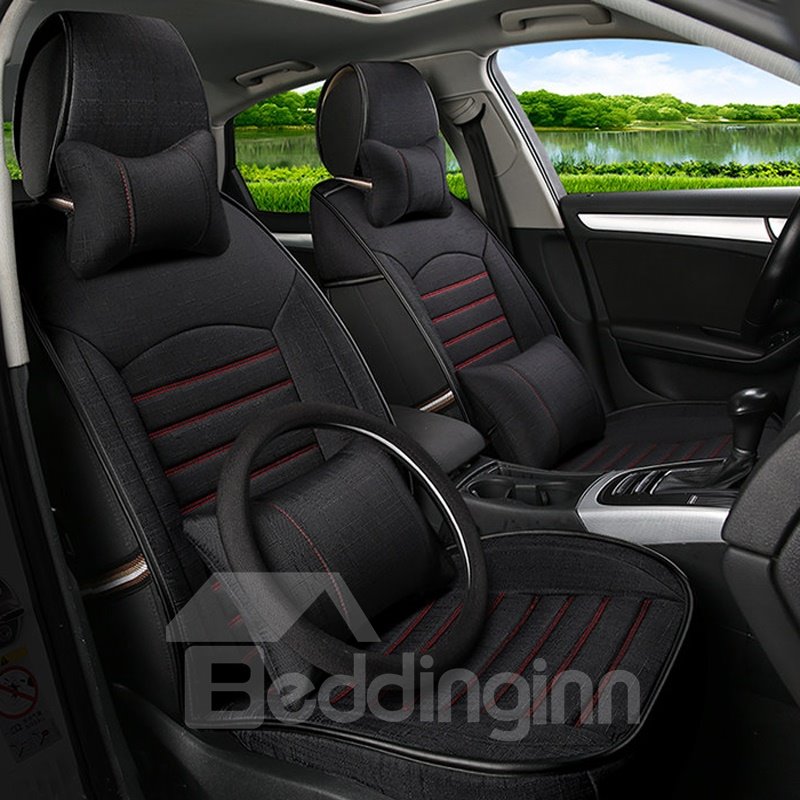 Classic Black High-Grade PET Material Universal Five Car Seat Cover