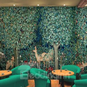 Natural European Style Deer in the Forest Pattern Waterproof 3D Wall Murals