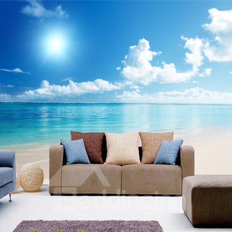 Blue Sky and Sea Scenery Pattern PVC Waterproof and Durable 3D Wall Murals - Image 6