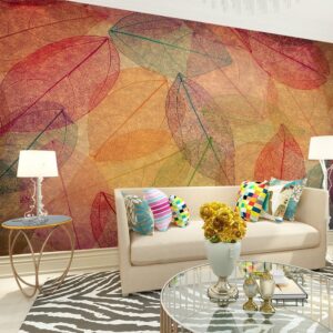 Creative Design Autumn Leaves Pattern Waterproof 3D Wall Murals