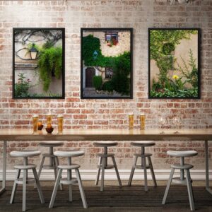European Small Town Scenery Pattern 3 Pieces Framed Wall Art Prints