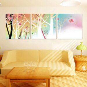 Colorful Trees and Flowers Pattern Ready to Hang Framed Wall Art Prints