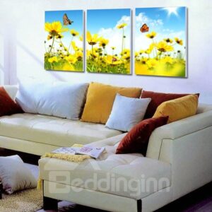 Stunning Flowers and Butterflies Pattern Framed Wall Art Prints