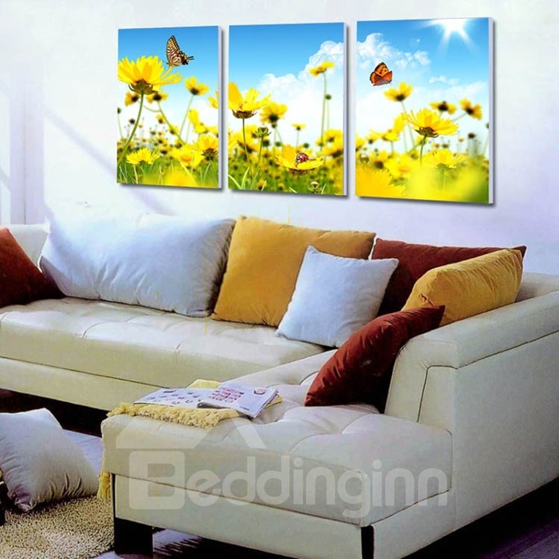 Stunning Flowers and Butterflies Pattern Framed Wall Art Prints