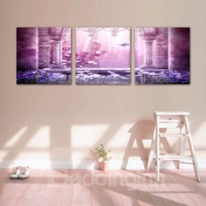 Purple Flower and Butterfly Pattern Design Framed Wall Art Prints