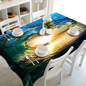 Creative Dynamic Water in the Sunset Prints Washable 3D Tablecloth