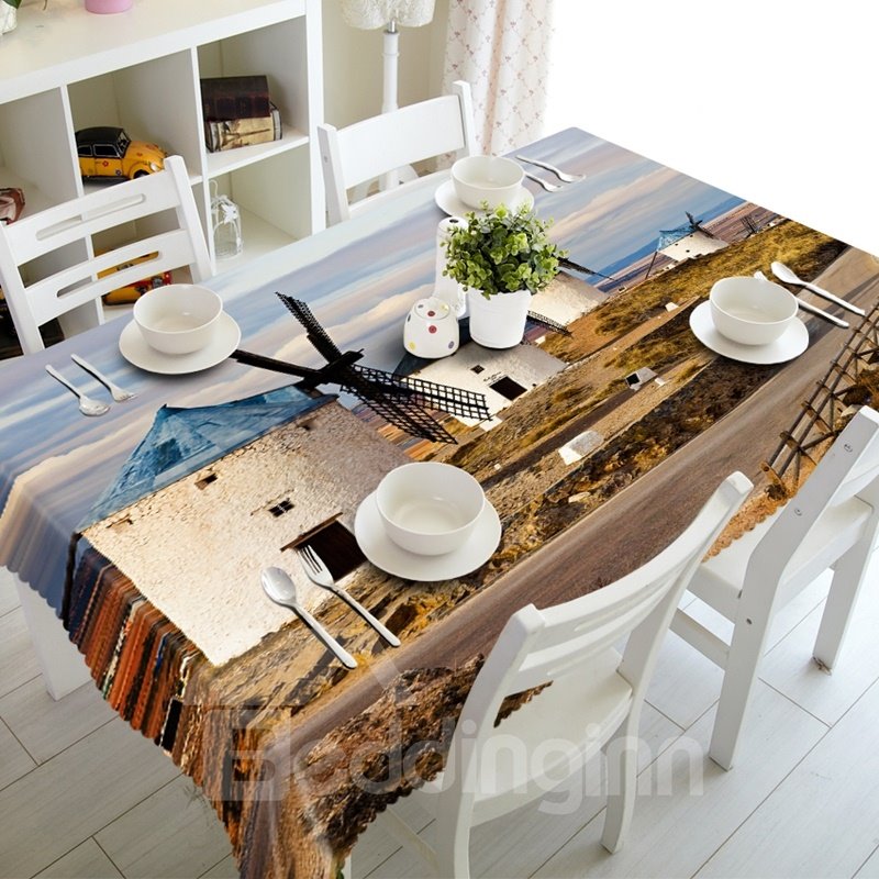 Creative Wind Power House Prints Design Polyester Fibre 3D Tablecloth - Image 8