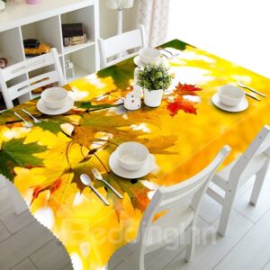 Autumn Maple Leaves Scenery Prints Washable 3D Tablecloth