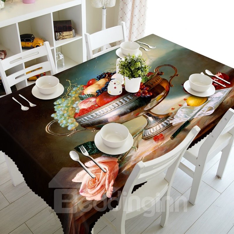 Classic Fruits in the Compote Prints Design Washable 3D Tablecloth - Image 4