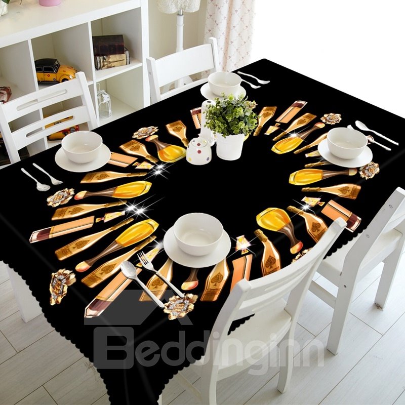 Black Modern Fashion Perfume Prints Design Dining Room Decoration 3D Tablecloth - Image 8