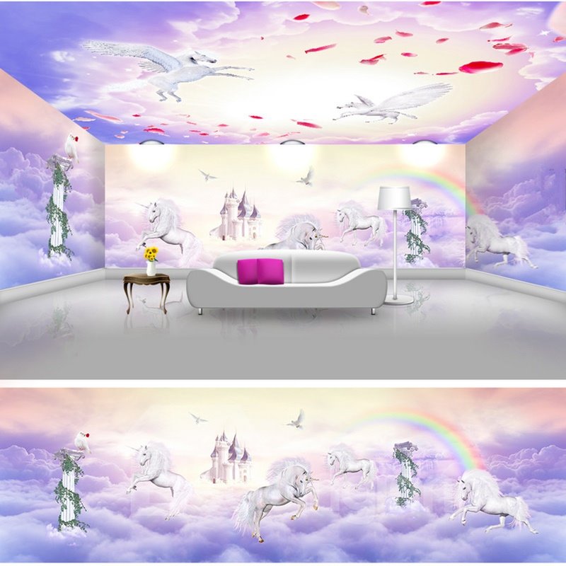Purple Horses on the Clouds Prints Waterproof Combined 3D Ceiling and Wall Murals - Image 12