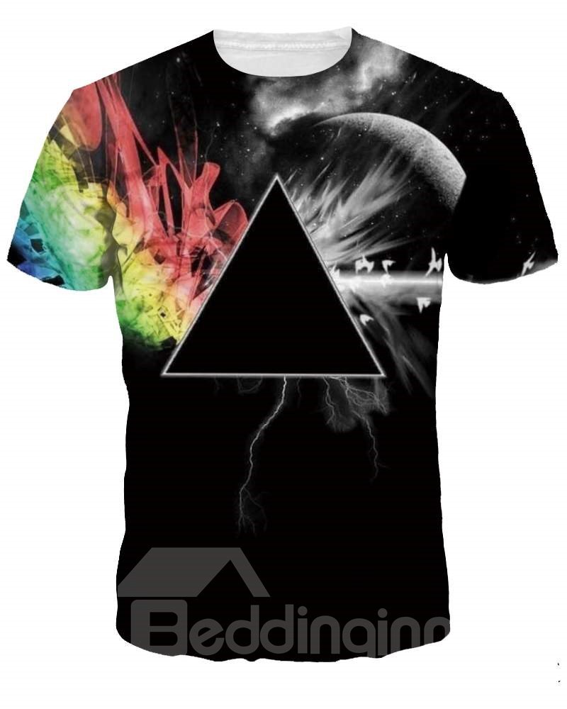 Fashion Round Neck Abstract Pattern 3D Painted T-Shirt - Image 2