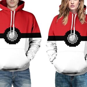 Popular Long Sleeve Poke Ball Pattern 3D Painted Hoodie