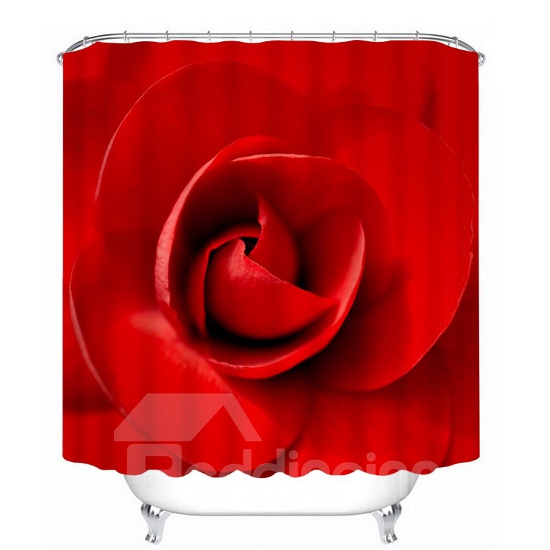 Vivid Red Rose 3D Printed Bathroom Waterproof Shower Curtain
