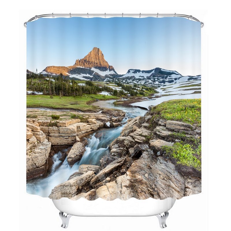 Graceful Nature Scenery 3D Printed Bathroom Waterproof Shower Curtain - Image 3