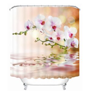 The Pink Flowers on the Water 3D Printed Bathroom Waterproof Shower Curtain