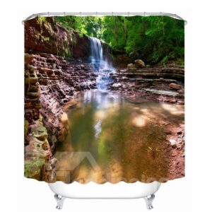 Rustic Waterfalls Scenery 3D Printed Bathroom Waterproof Shower Curtain