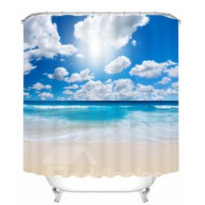 The Wonderful Sunny Day in Beach 3D Printed Bathroom Waterproof Shower Curtain