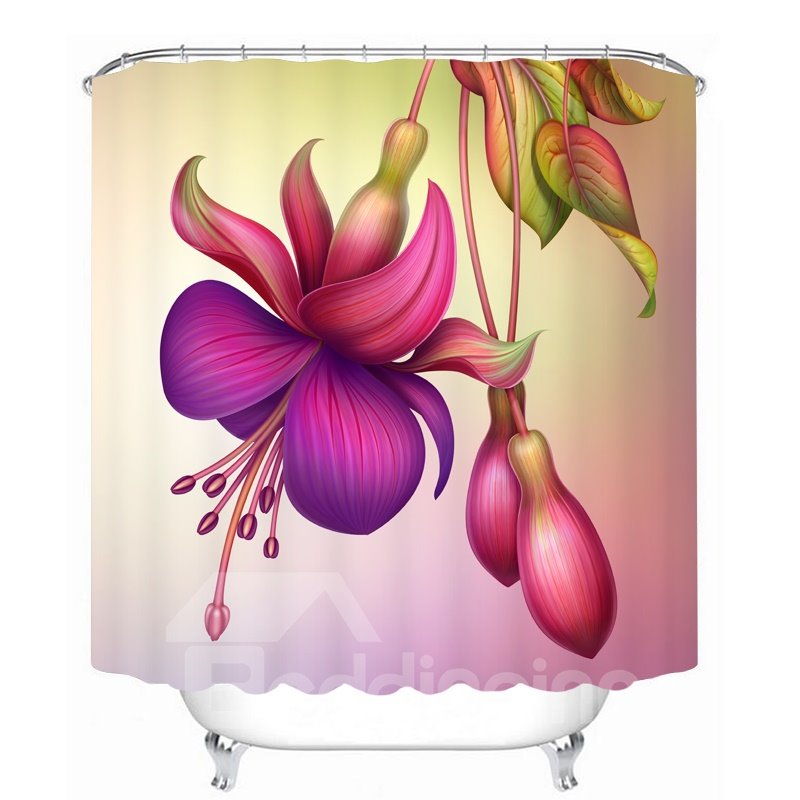 Decoration Colored Flowers 3D Printed Bathroom Waterproof Shower Curtain - Image 4
