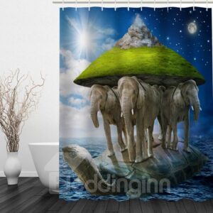 Fantastic Island 3D Printed Bathroom Waterproof Shower Curtain