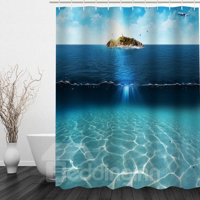 Aesthetic Sea and Sky 3D Printed Bathroom Waterproof Shower Curtain - Image 2