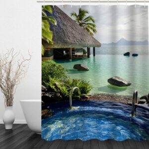 Leisurely Vacation 3D Printed Bathroom Waterproof Shower Curtain