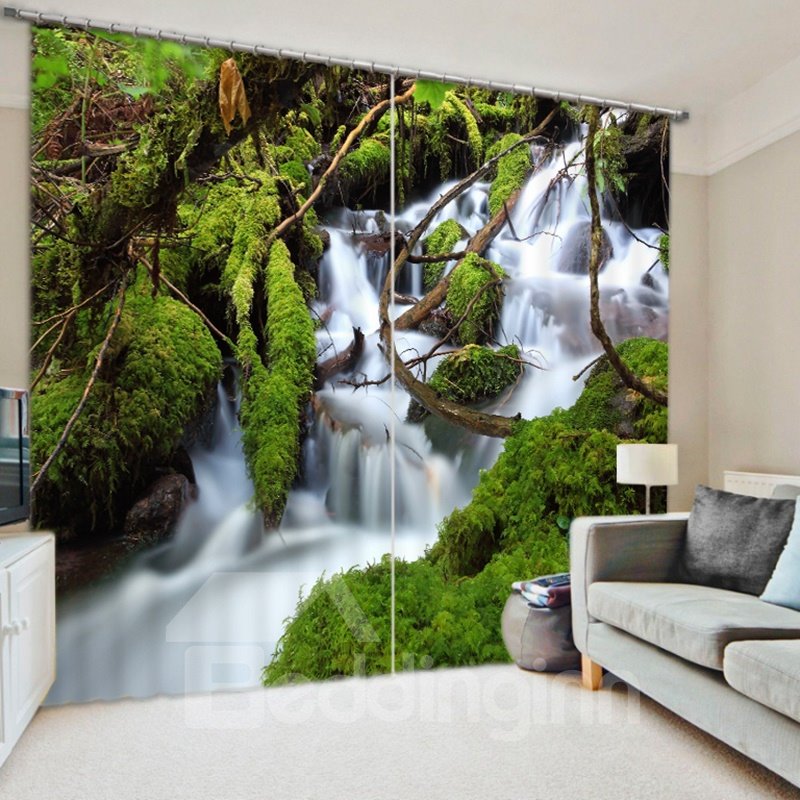 The Waterfall in the Jungle 3D Printed Polyester Curtain - Image 2