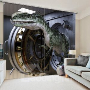 3D Dinosaur Printed Amazing Scenery Thick Polyester Decorative and Blacokout Curtain