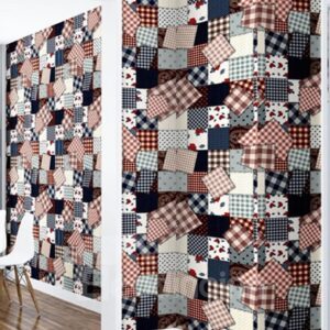 Squares with Flowers and Plaids 3D Waterproof Wall Mural