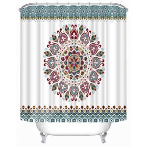3D Geometric Flowers Printed Polyester White Bathroom Shower Curtain