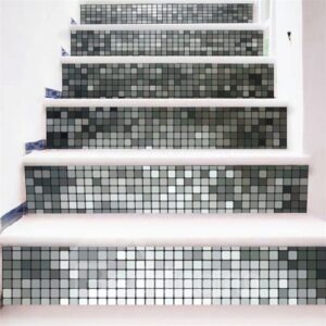 Square Plaids 6-Piece 3D PVC Waterproof Stair Mural
