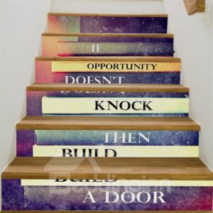 Inspiration Words Home Decorative 6-Piece 3D PVC Waterproof Stair Mural
