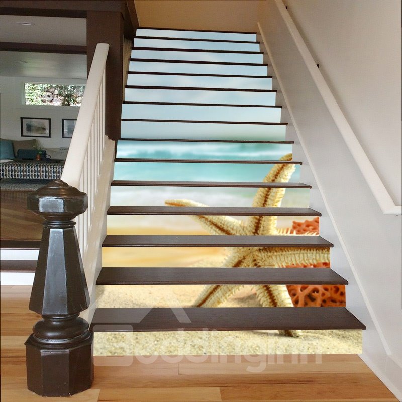 Starfish on The Beach 3D Waterproof Stair Murals - Image 2