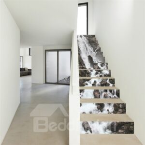 Waterfall and Stones 13-Piece PVC 3D Waterproof Stair Murals