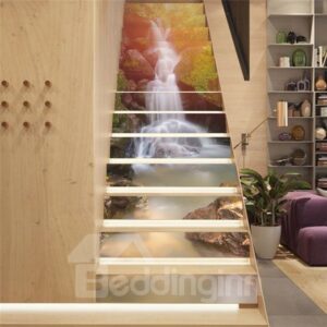 Waterfall and Sunshine 13-Piece PVC 3D Waterproof Stair Murals