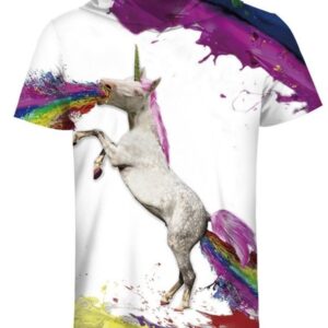 Rainbow Colorful Unicorn 3D Printed Short Sleeve for Men Hooded T-shirt