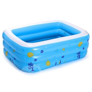 77*56*24in Portable Inflatable Rectangular PVC Blue Adult SPA Bathtub