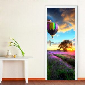 30¡Á79in Lavender Field and Parachute PVC Environmental and Waterproof 3D Door Mural