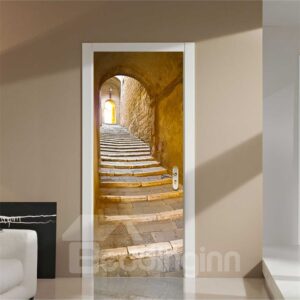 30¡Á79in Stone Stairs European Style PVC Environmental and Waterproof 3D Door Mural