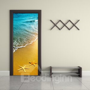 30¡Á79in Starfishes on Beach PVC Environmental and Waterproof 3D Door Mural